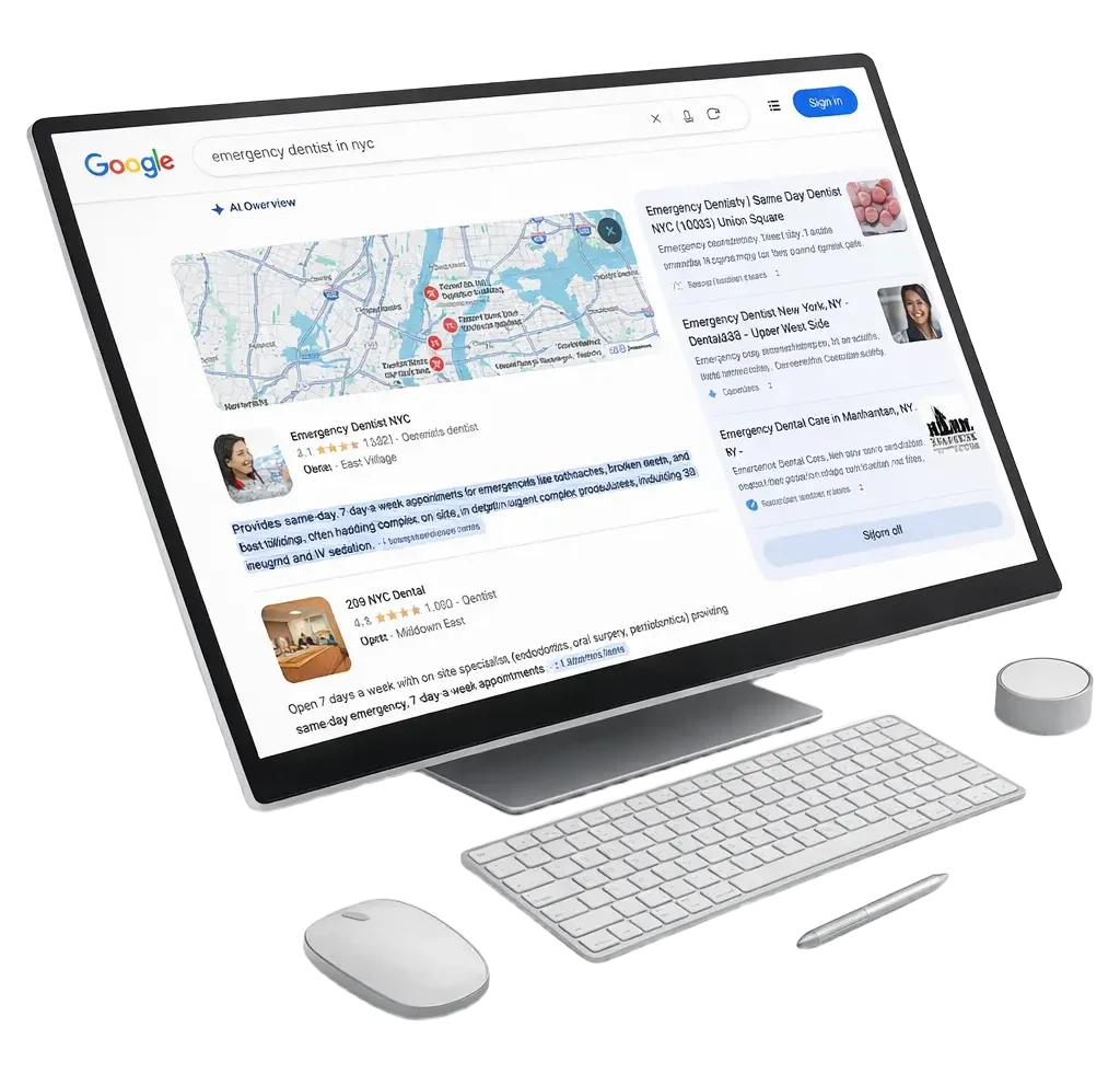 AI Overview Results for Emergency Dentist in NYC