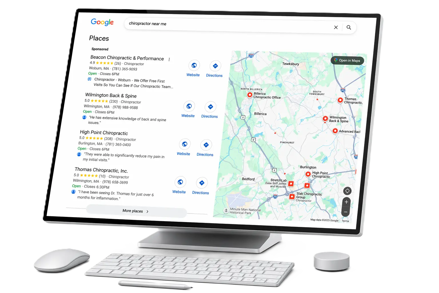Google Local Search Results for Chiropractor Near Me