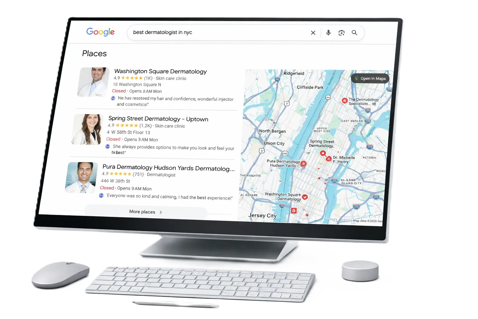Google search result for best dermatologist in nyc